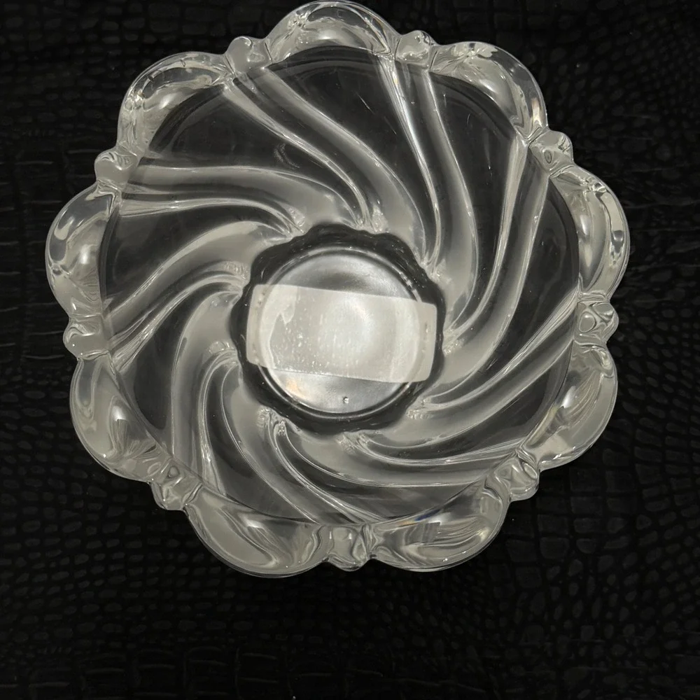 Mikasa Crystal Candle Holder Peppermint‎ Frost Germany Swirl Glass Votive Dish